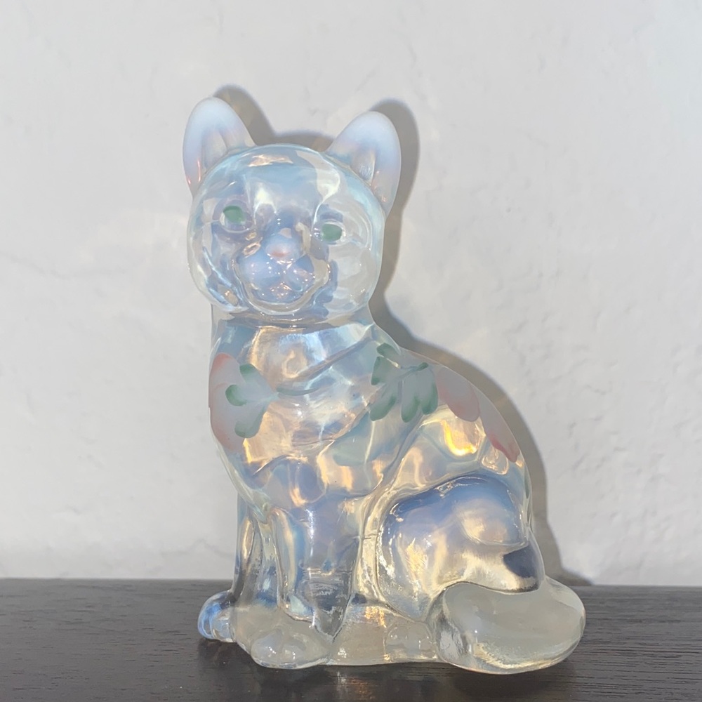 Fenton Iridescent Cat Figurine